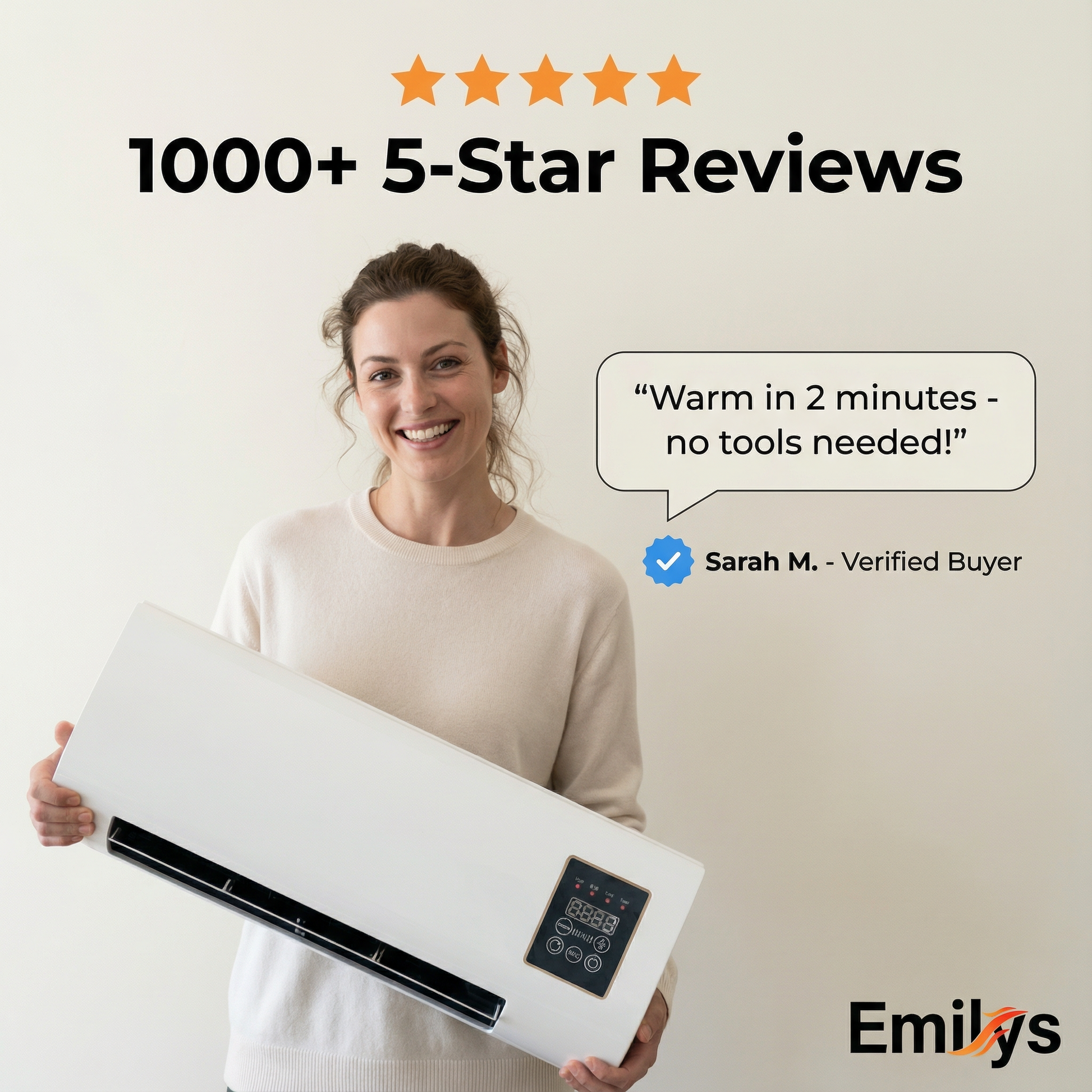 Emilys Ceramic Space Heater - PTC Fast Heating Technology Safe for Home