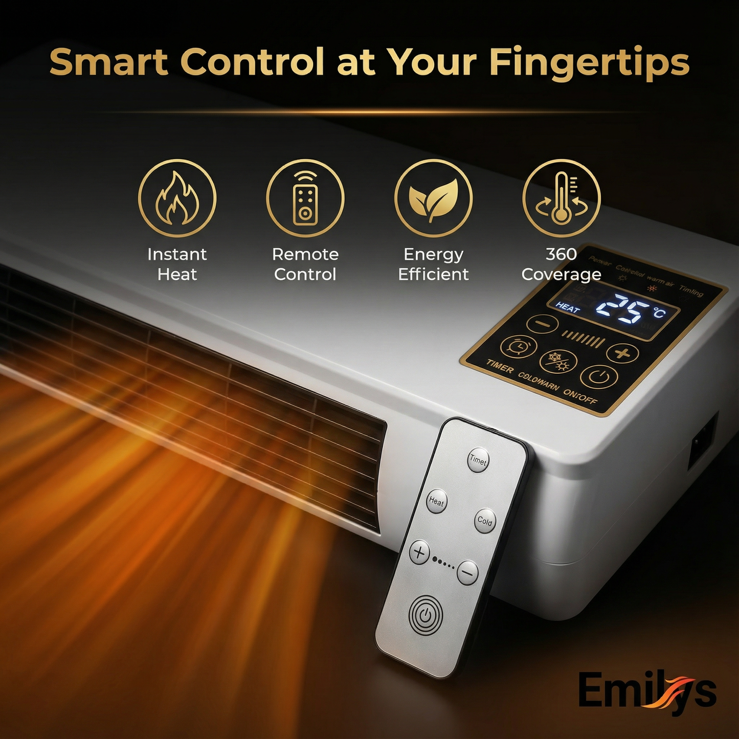 Emilys Portable Room Heater - Tip-Over Protection Safety Feature