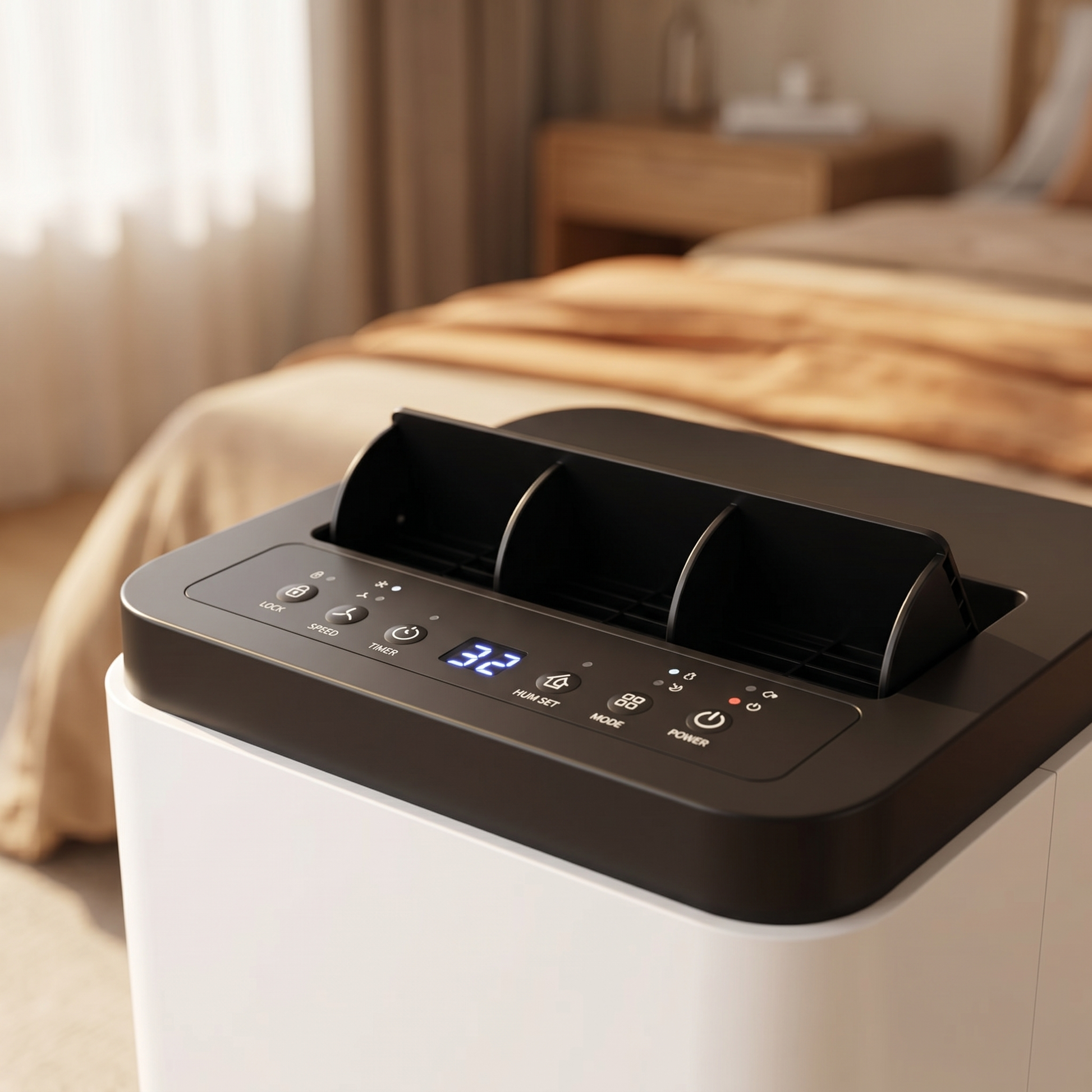 Detail of the MoistureMate top touch control panel